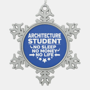 Architecture Student No Life or Money Snowflake Pewter Christmas Ornament