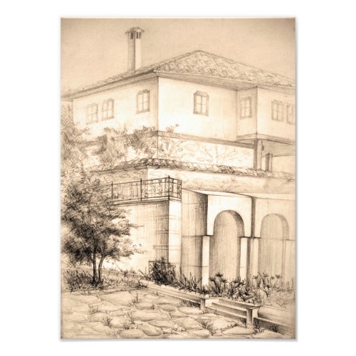 Architecture Traditional house Drawing sketch art Photo Print