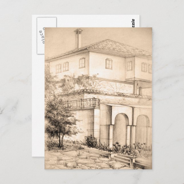 Architecture Traditional house Drawing sketch art Postcard (Front/Back)