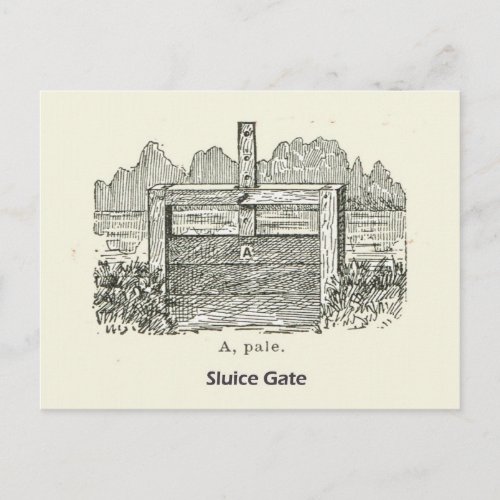 Architecture wooden sluice gate postcard
