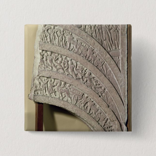 Architrave from a gateway, red sandstone, Mathura, Pinback Button (Front)