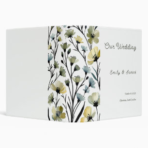 Archivador Sage Green & Soft Yellow Botanical Wedd 3 Ring Binder