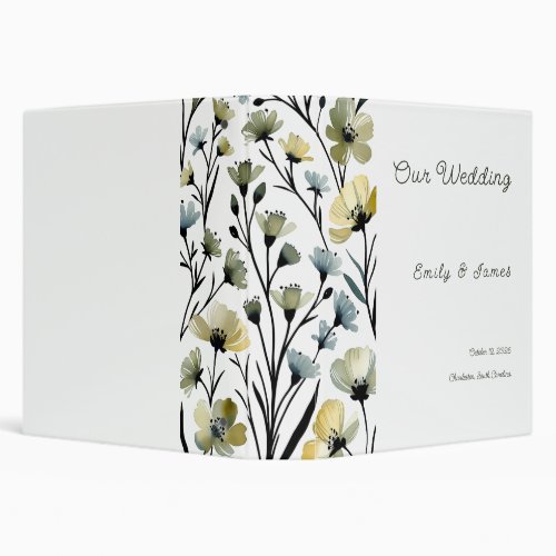 Archivador Sage Green & Soft Yellow Botanical Wedd 3 Ring Binder