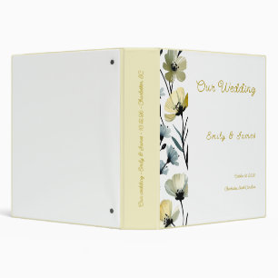 Archivador Sage Green & Soft Yellow Botanical Wedd 3 Ring Binder