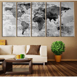 Archival Quality Giclee World Map Canvas Print