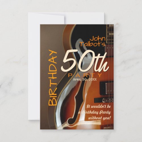 Archtop guitar 50th Birthday Party Invitation
