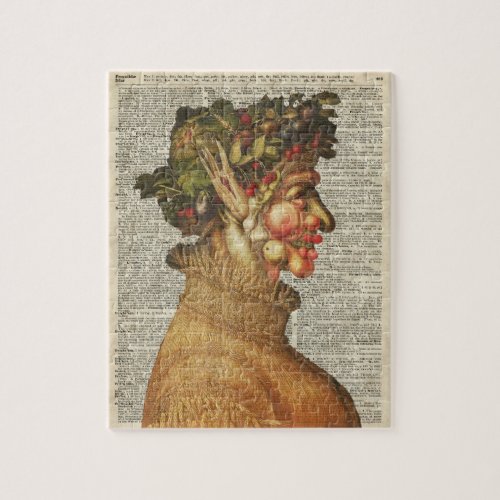 Arcimboldo Summer Vintage Collage On Old Book Page Jigsaw Puzzle