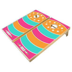 Arcs of Color Teal/Pink/Orange ID710 Cornhole Set