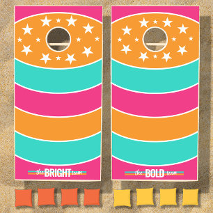 Arcs of Color Teal/Pink/Orange ID710 Cornhole Set