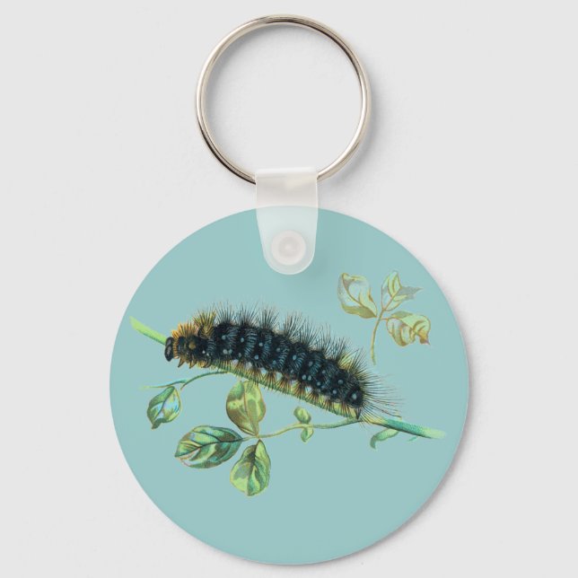 Arctia caja caterpillar keychain (Front)