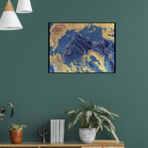 Arctic 1971today _ 3d seabed map  Po Poster
