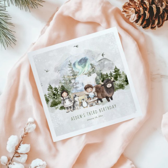 Arctic Adventure Birthday Party Napkins (Creator Uploaded)