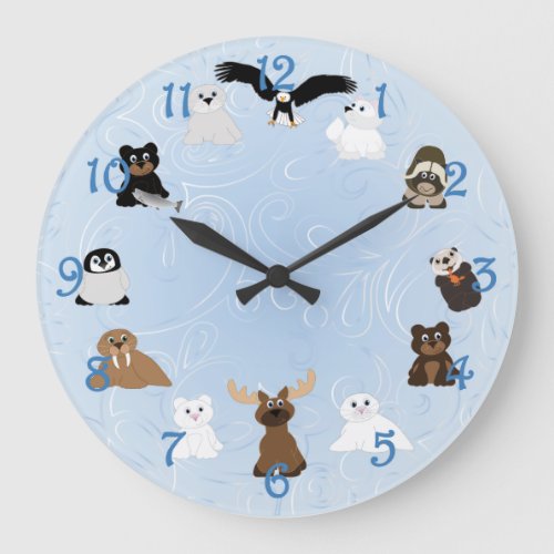 Arctic Alaska Animals Large Clock