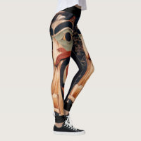 Arctic Alaska Carved Wood Totem Pole Designed Leggings