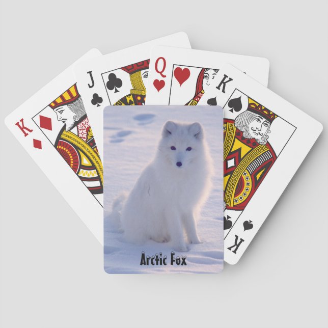 Arctic Alaskan White Fox Winter Pose Poker Cards (Back)