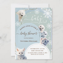 Arctic Animal Arch baby it's cold Baby Shower  Invitation