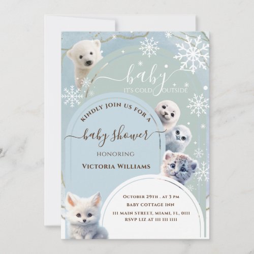 Arctic Animal Arch baby its cold Baby Shower  Invitation