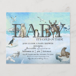 Arctic Animal Baby It's Cold Outside Winter Shower Flyer