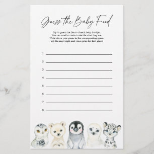 Arctic Animal Baby Shower Guess The Baby Food Game
