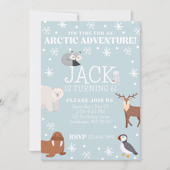 Arctic Animal Birthday Party Invitation (Front)