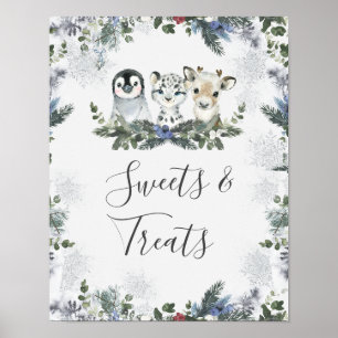Arctic Animal Onederland Birthday Sweets Treats Poster