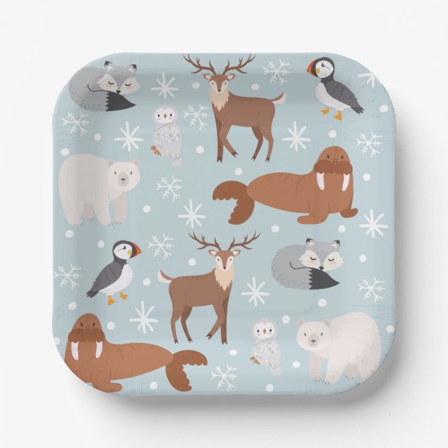 Arctic Animal Party Napkins Paper Plates (Front)