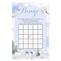 ARCTIC ANIMAL Snowflakes Baby Shower Bingo