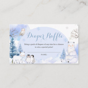 ARCTIC ANIMAL Snowflakes Baby Shower Diaper Raffle Enclosure Card