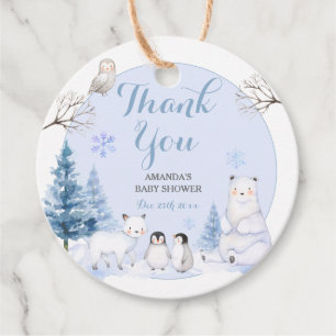 ARCTIC ANIMAL Snowflakes Baby Shower Favor Tags