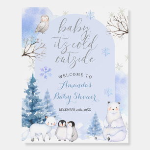 ARCTIC ANIMAL Snowflakes Baby Shower Welcome Foam Foam Board