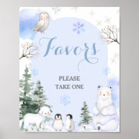 ARCTIC ANIMAL Snowflakes Trees Baby Shower Favors