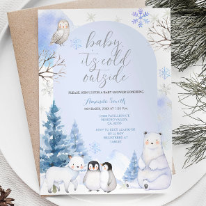 ARCTIC ANIMAL Snowflakes Trees Baby Shower Invitation
