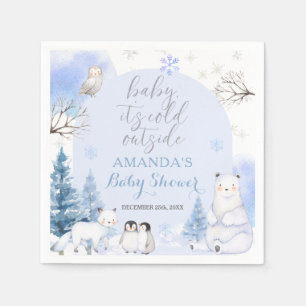 ARCTIC ANIMAL Snowflakes Trees Baby Shower Paper Napkins