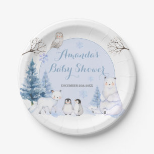 ARCTIC ANIMAL Snowflakes Trees Baby Shower Paper Plates