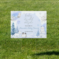 ARCTIC ANIMAL Snowflakes Trees Welcome Yard Sign