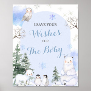ARCTIC ANIMAL Snowflakes Trees Wishes for Baby Poster