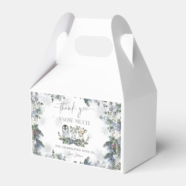 Arctic Animal Winter Onederland 1st Birthday Favor Boxes (Front Side)
