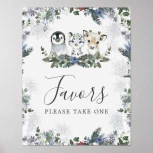 Arctic Animal Winter Onederland 1st Birthday Favor Poster