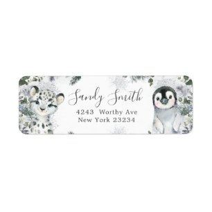 Arctic Animal Winter Onederland Birthday Address Label