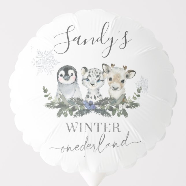 Arctic Animal Winter Onederland Birthday Balloon (Front)