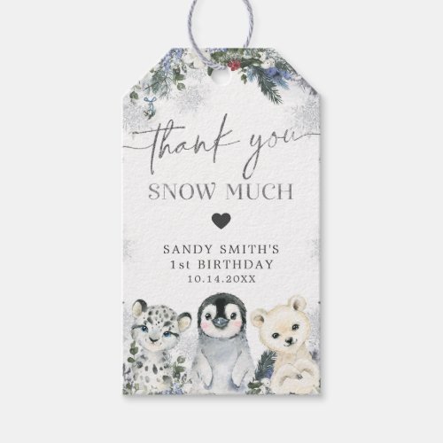 Arctic Animal Winter Onederland Birthday Thank You Gift Tags