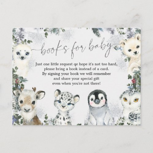 Arctic Animal Winter Onederland Books for Baby Invitation Postcard