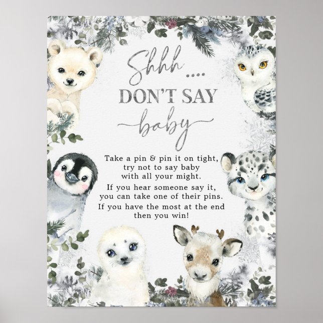 Arctic Animal Winter Onederland Don't Say Baby Poster (Front)