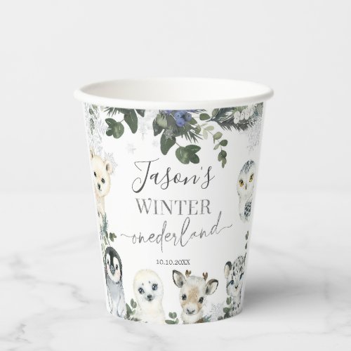 Arctic Animal Winter Onederland First Birthday Paper Cups