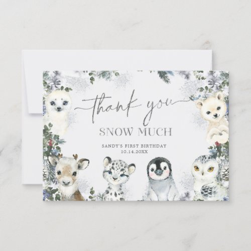 Arctic Animal Winter Onederland First Birthday Thank You Card