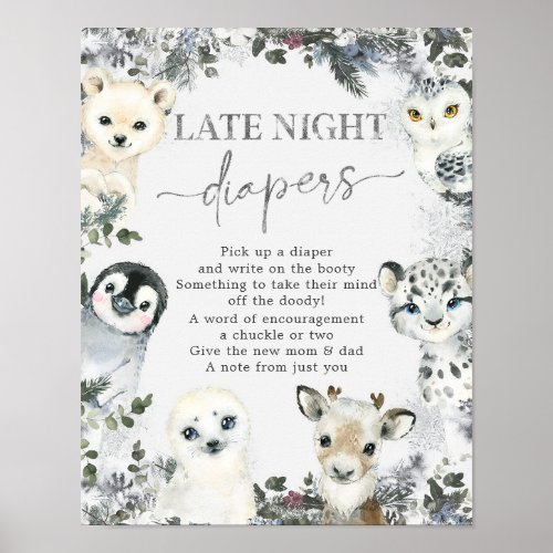 Arctic Animal Winter Onederland Late Night Diapers Poster