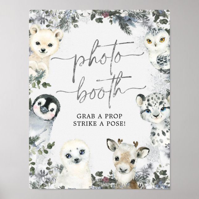 Arctic Animal Winter Onederland Photo Booth Sign (Front)