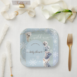 Arctic Animal Winter Snow Baby Shower Paper Plates
