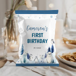 Arctic Animals 1st Birthday Chip Bag Wrapper<br><div class="desc">Our Blue Arctic Animals Birthday Chip Bag Wrapper is a fun and festive party accessory designed to add a touch of whimsy to any birthday celebration. The wrapper features illustrations of Arctic animals like polar bears, penguins, arctic foxes, seals, and snowy owls, set against a cool blue color palette that...</div>
