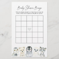 Arctic Animals Baby Shower Bingo Game